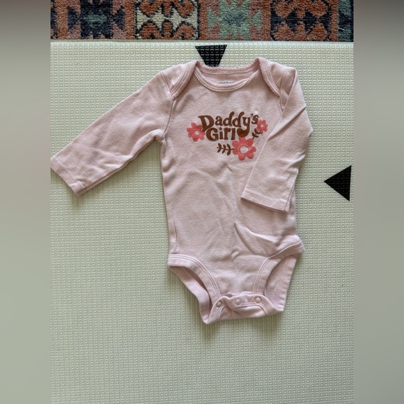 Carter’s|Baby girl light Pink long sleeve bodysuit “Daddy's Girl' boho retro•3M - Picture 1 of 3